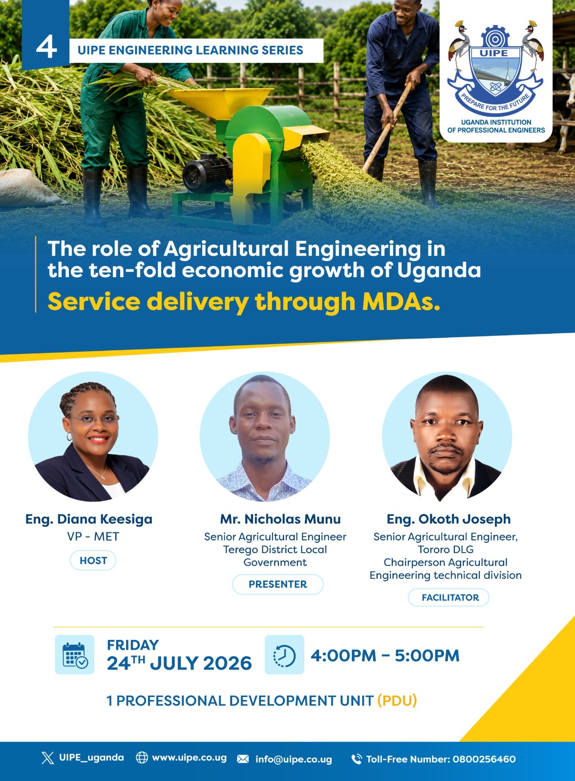 The Role of Agricultural Engineering in the Ten-Fold Economic Growth of Uganda — Service Delivery through MDAs